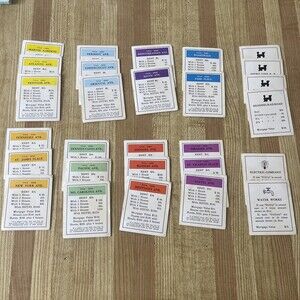 Vintage 1961 Monopoly Property Cards Complete Set Replacement Pieces Parts